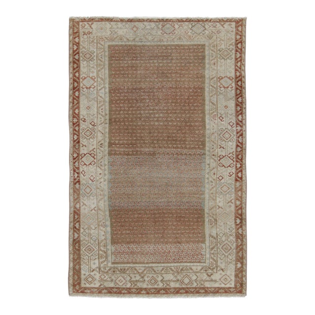 Antique Persian Malayer Rug, in Brown and Red Geometric Patterns - Rug & Kilim For Sale