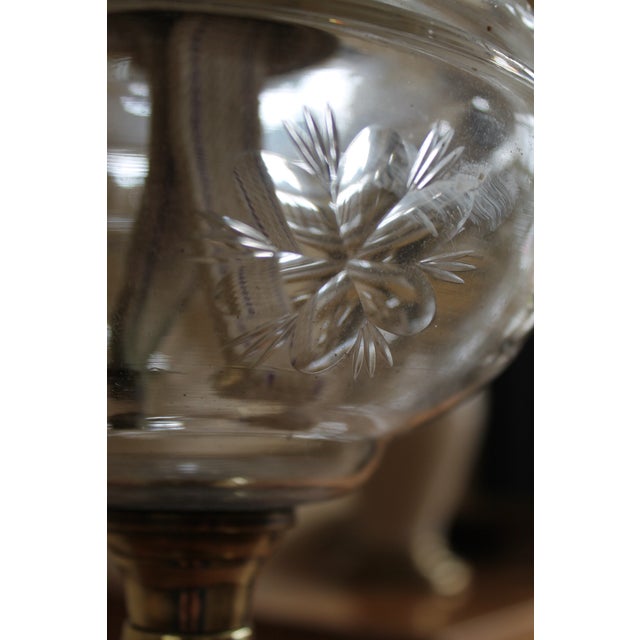 Art Nouveau Oil Lamp with Hand Blown, Etched Glass Shade and Duplex Burner, 1890s For Sale - Image 6 of 13