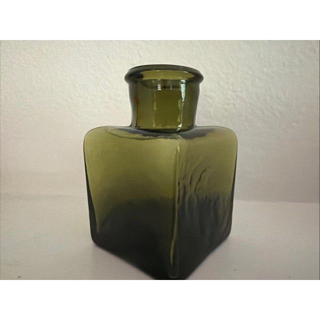 Traditional Antique Olive Green Square Inkwell For Sale - Image 3 of 4