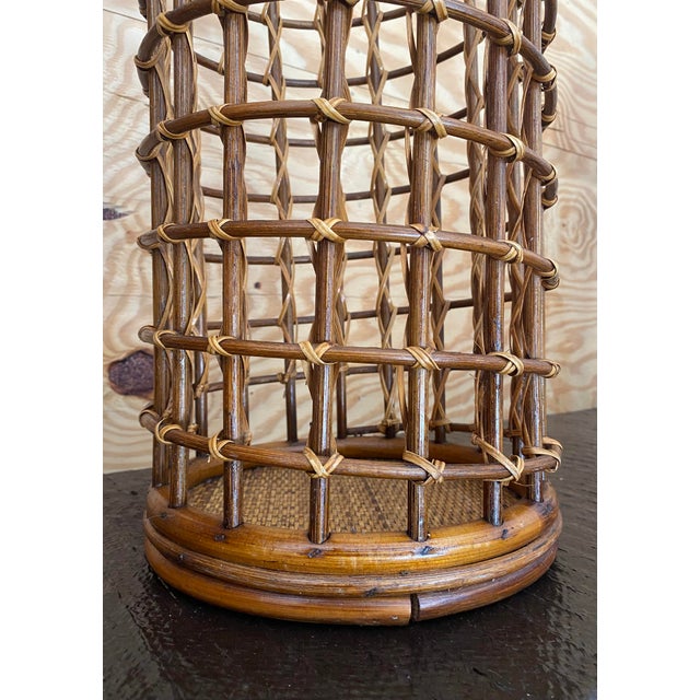 Audoux Minet-Style Rattan Umbrella Stand For Sale - Image 10 of 12