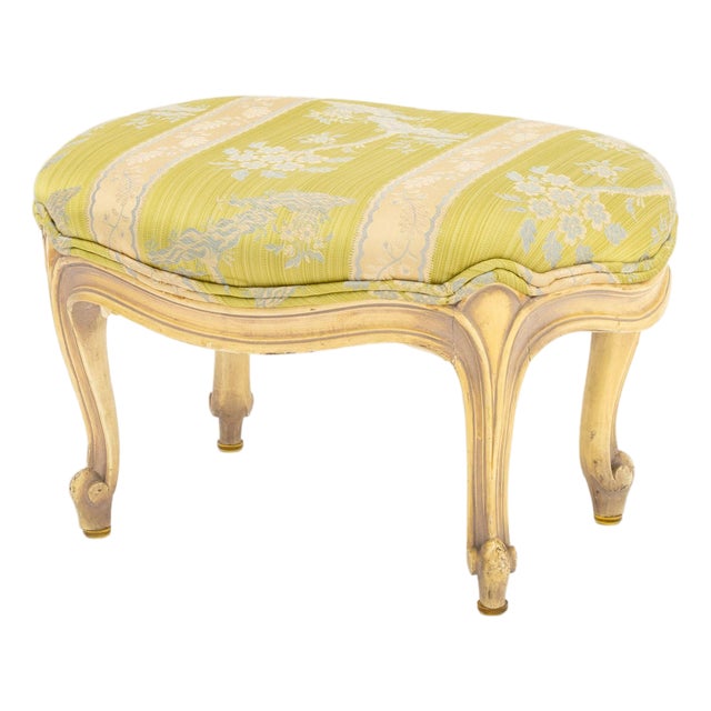Louis XV Style Silk Brocade Upholstered Footstool For Sale