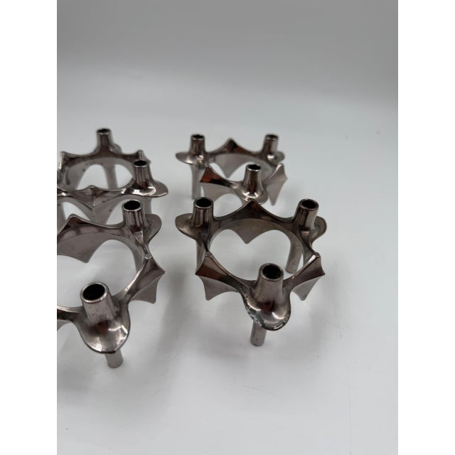 Mid-Century Modern Brutalist Chrome Taper Candleholders by Nagel Stoff for BMF, 1950s, Set of 4 For Sale - Image 10 of 18