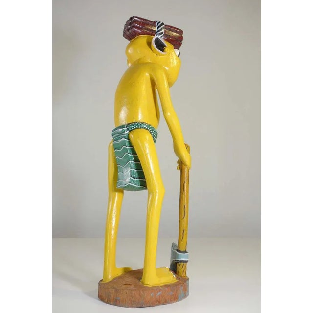 George Lilanga, Yellow Figure, 2000s, Wood & Enamel Paint For Sale - Image 3 of 12