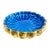 Vintage Italian Blue Crackle Glaze & Gilt Scalloped Ceramic Bowl For Sale