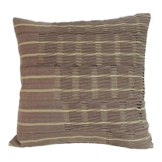 Vintage Brown Woven African Textile Square Decorative Pillow 17 X 17 For Sale