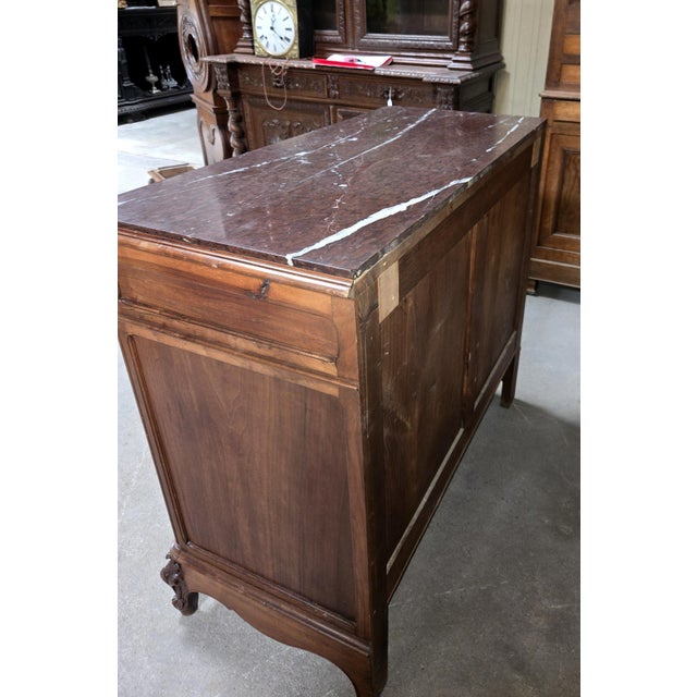 Provençal Walnut Chest of Drawers with Red Marble Top, Late 19th Century For Sale - Image 4 of 6