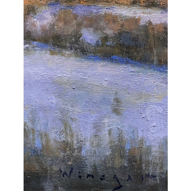 The Edge of Town by Seth Winegar | Oil Painting of a sunset landscape with trees and fields For Sale - Image 4 of 5