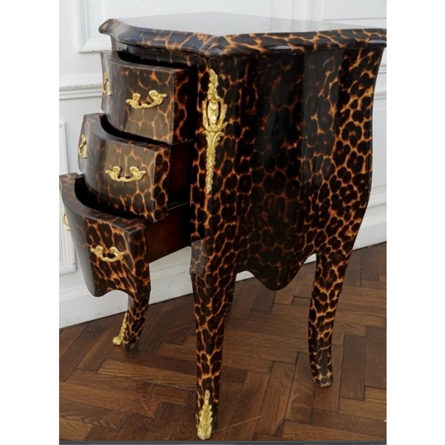 French 1960s Leopard Chest of Drawers Side Table Nightstand Animal Print Accent Table For Sale - Image 3 of 3