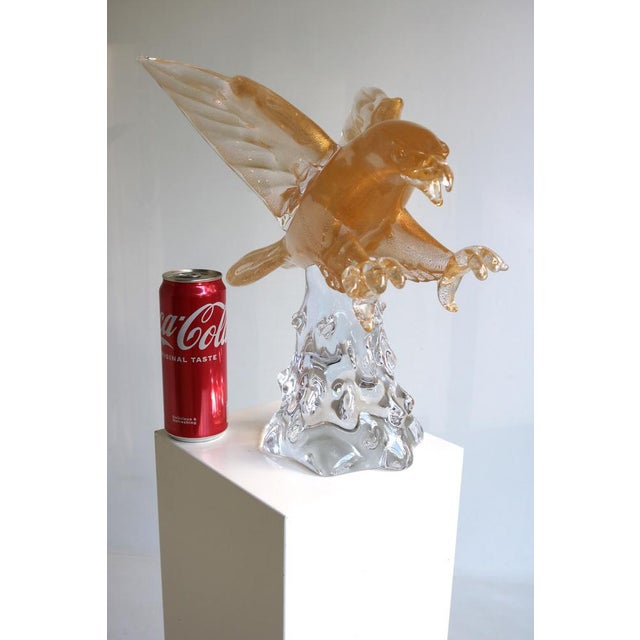 Mid-Century Italian Murano Glass Eagle Sculpture with Gold Leaf by Arnaldo Zanella, 1970s For Sale - Image 17 of 18