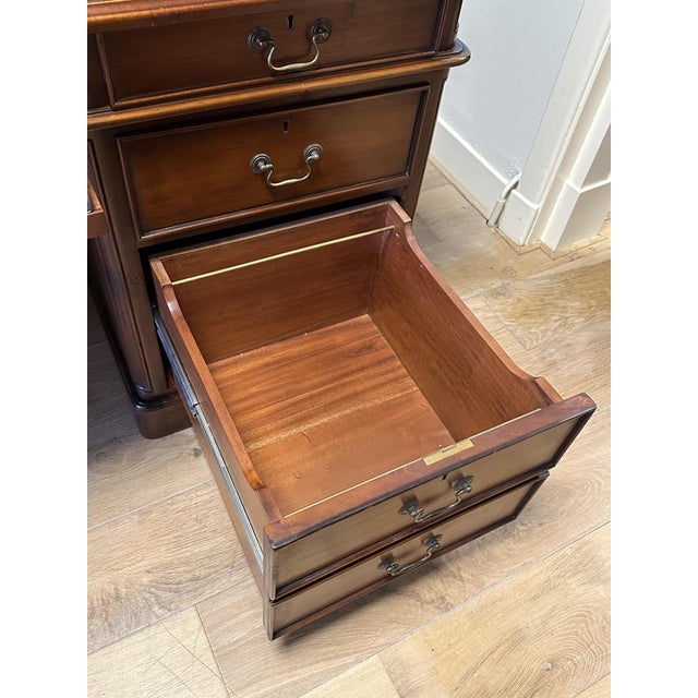 Large Mahogany Desk with Green Leather Top, 1990s For Sale - Image 11 of 18