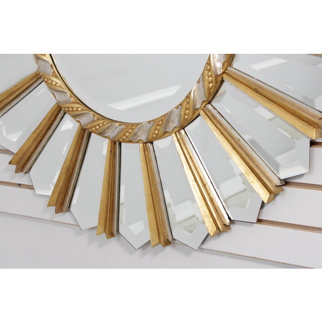2010s Friedman Brothers Round Modern Sunburst Gold & Silver Mirror For Sale - Image 5 of 13