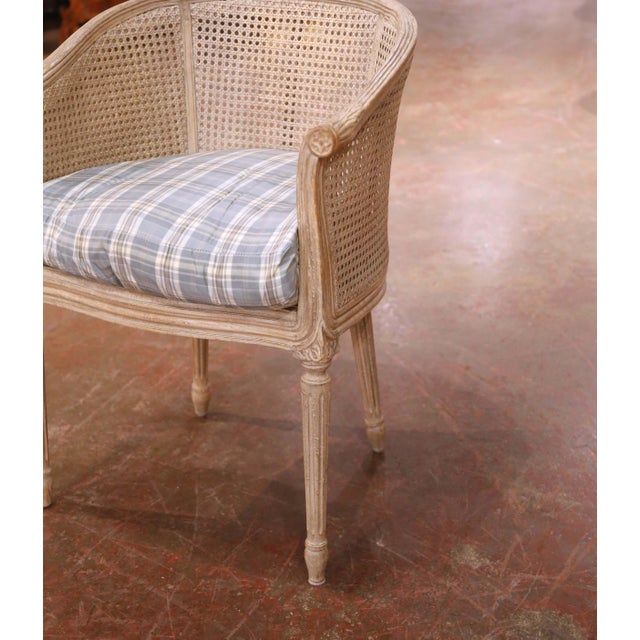 20th Century Louis XVI Style Painted Cane Vanity Chair With Loose Cushion For Sale In Dallas - Image 6 of 9