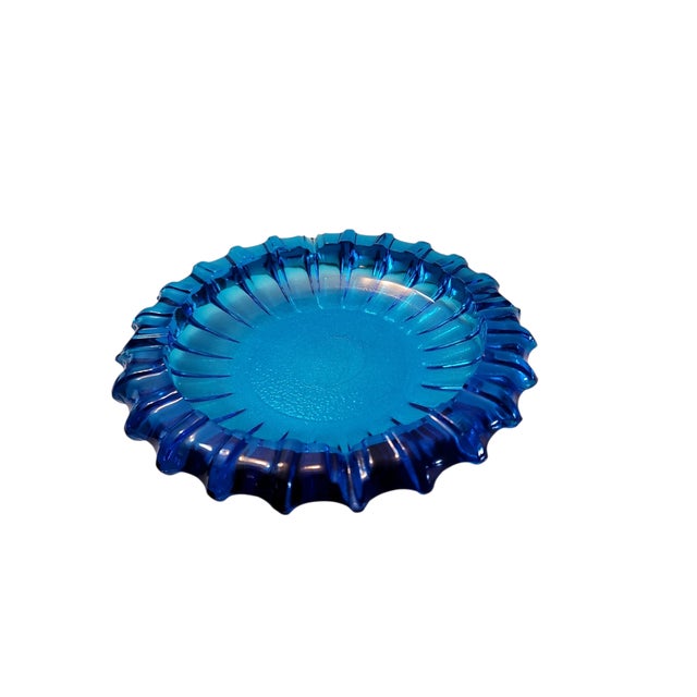 Mid-Century Modern 1960's Fostoria Blue Ashtray For Sale - Image 3 of 8