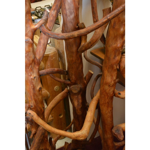 Cabin 1990s Hand-Crafted Solid Wood / Tree Branch Stand / Coat Rack For Sale - Image 3 of 13