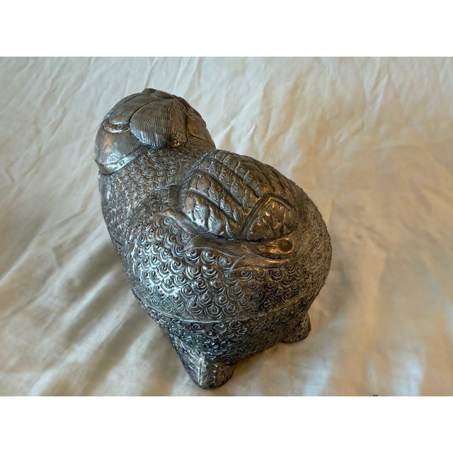 Silver Large Antique Cambodian Silver-Plated Foo/Fu Dog Box For Sale - Image 8 of 9