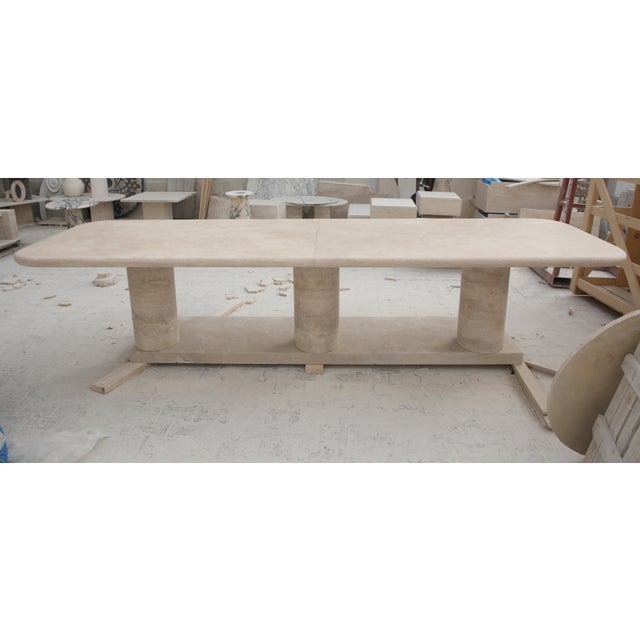 Large Sculptural Travertine Dining Table with Thick Top by My Habitat Design For Sale - Image 9 of 14