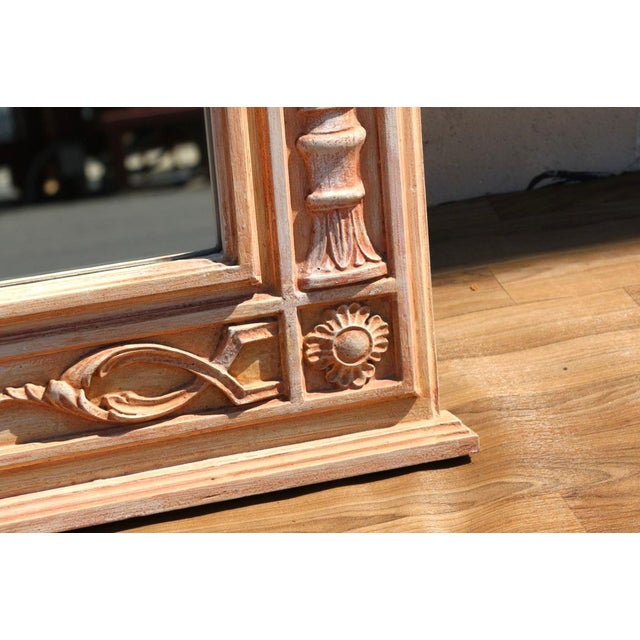 Vintage Italian Neoclassical Hand-Carved Wood Trumeau Wall Mirror, 1950s For Sale - Image 15 of 18
