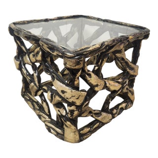 Tony Duquette Style Small End Table Pulled Taffy 1970s Glam For Sale