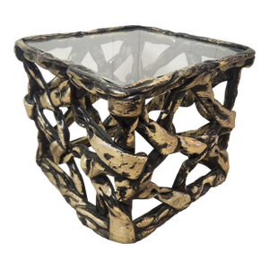 Tony Duquette Style Small End Table Pulled Taffy 1970s Glam