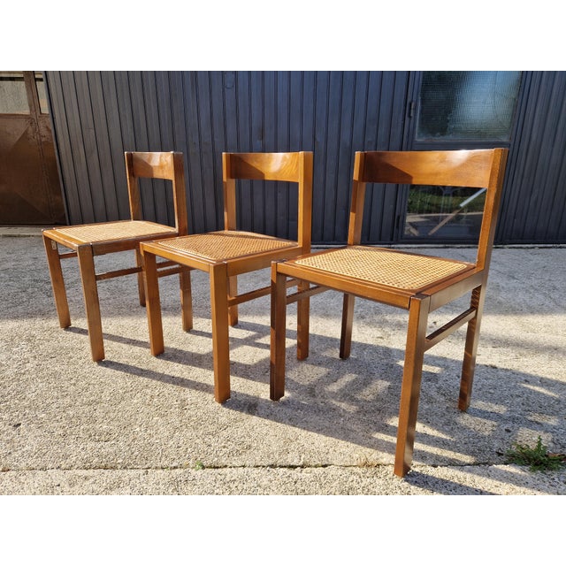 1970s Vintage Chairs with Vienna Straw Seats, 1970s, Set of 3 For Sale - Image 5 of 15