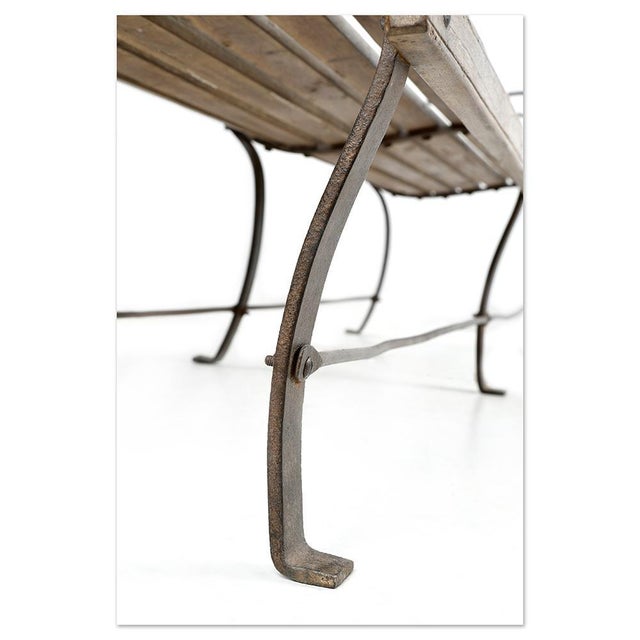 Wood Outdoor Bench in Solid Wood and Iron For Sale - Image 7 of 8