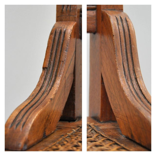 Late 19th Century Antique American Classical Walnut Wood Chairs With Caned Seats - Set of 4 For Sale - Image 5 of 14