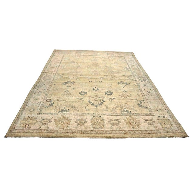 21st Century Turkish Oushak Wool 10x13 Gold, Ivory & Charcoal Handmade Area Rug #1144141 For Sale In Houston - Image 6 of 11