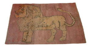 Antique Samarkand Lion Design Rug - 6'6'' X 4'4''