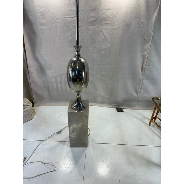 Philippe Barbier rare nickel floor lamp made in France in the 1970’s