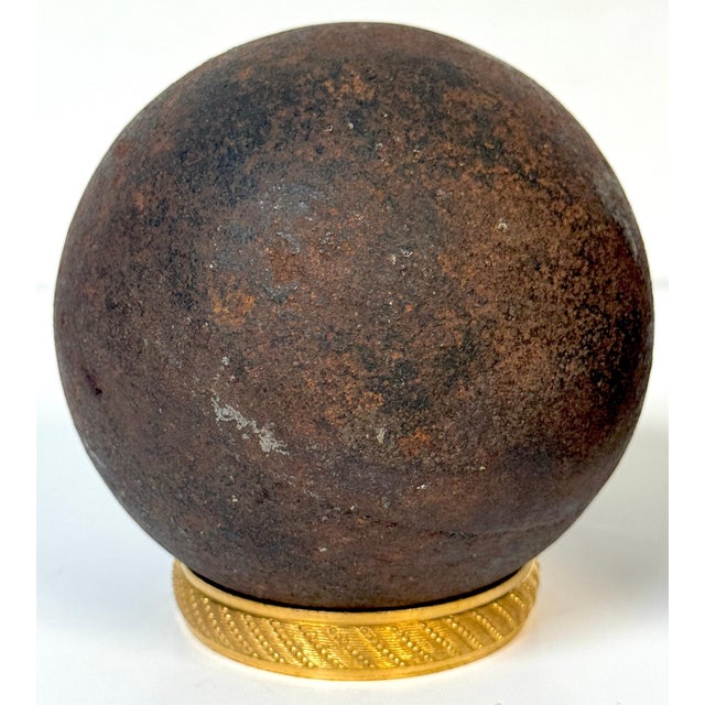 Pair Confederate Civil War Cast Iron Cannonballs with Century Ormolu Mounts For Sale - Image 4 of 18