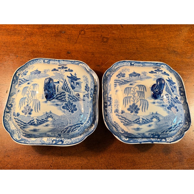 Mid 19th Century Mason's Patent Ironstone, Blue Willow and Chinoiserie , Vegetable Dishes - a Pair For Sale - Image 13 of 13