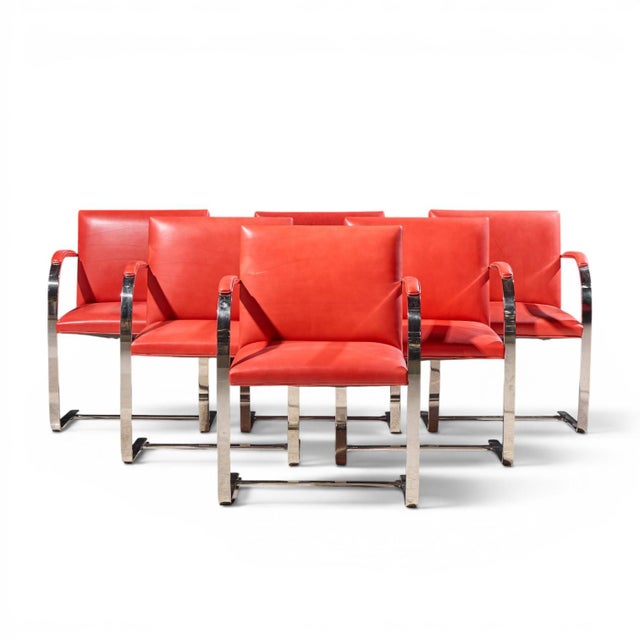 Knoll Brno Flat Bar Mid Century Chrome Dining Chairs - Set of 6 Each chair measures: 23 wide x 21.5 deep x 31.75 inches...