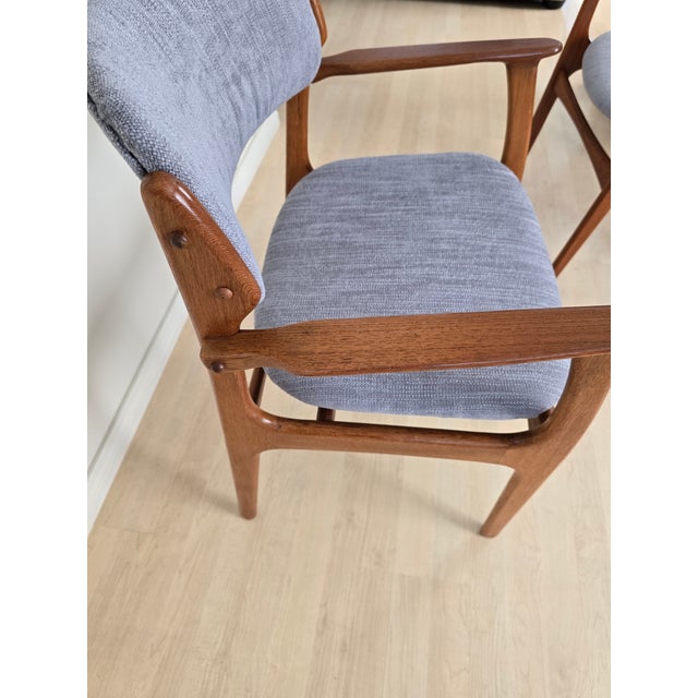 Wood Pair of Authentic Danish Modern Teak Armchairs Made in Denmark, Circa 1960s For Sale - Image 7 of 9