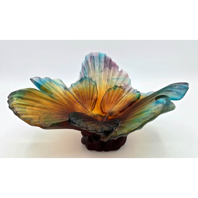 Blue Vintage Palm Tree Bowl in Glass Paste by Emilio Robba for Daum, 2000s For Sale - Image 8 of 8