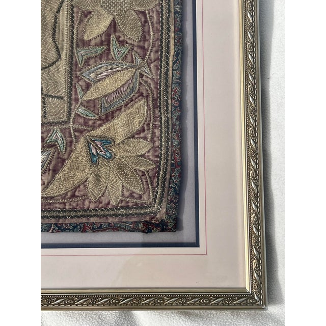 Persian Large Antique Middle Eastern Bullion Goldwork Embroidery For Sale - Image 3 of 10