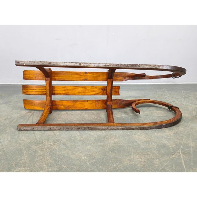 Czech Art Deco Oak Sled, 1930s For Sale - Image 14 of 15