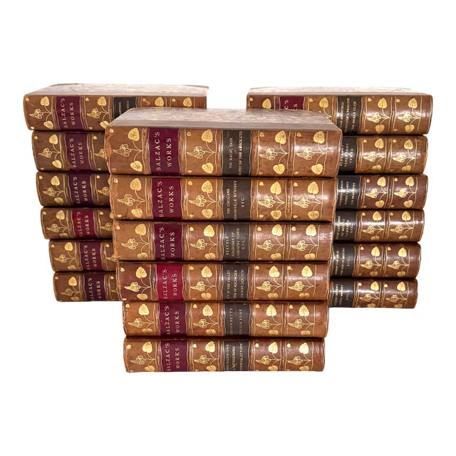 Antique Leather Bound Balzac Books, Set 18 For Sale