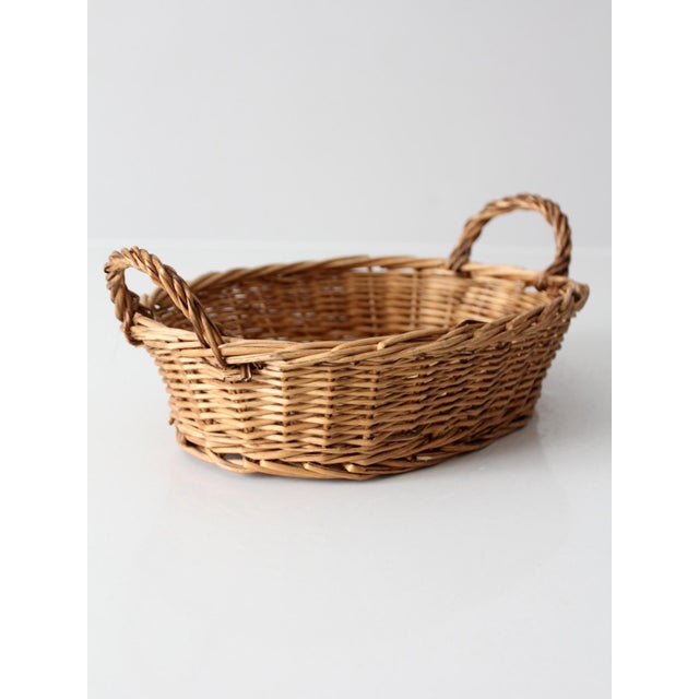 Wood Vintage Wicker Gathering Basket For Sale - Image 7 of 10