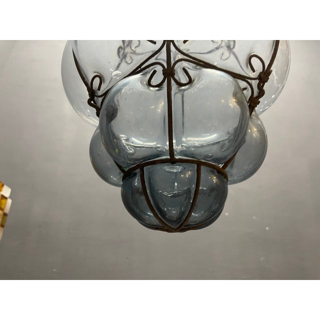 Wrought Iron Murano Glass Pendant Light, 1960s For Sale - Image 6 of 11