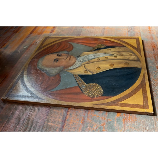 Early 20th Century Naive Folk Art Portrait Painting of General George Washington For Sale - Image 9 of 11