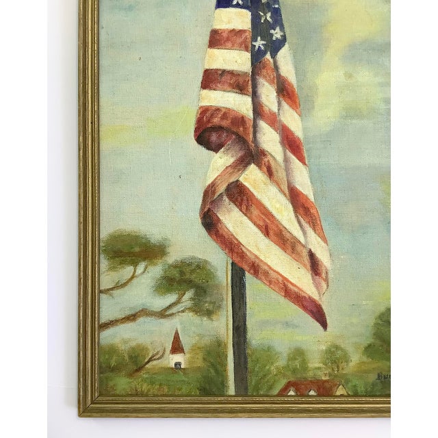 Vintage American Flag Oil Painting For Sale - Image 4 of 7