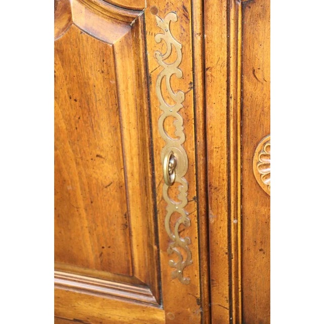 Heredon Country French Carved Walnut Lighted China Cabinet Breakfront with Desk For Sale - Image 12 of 13