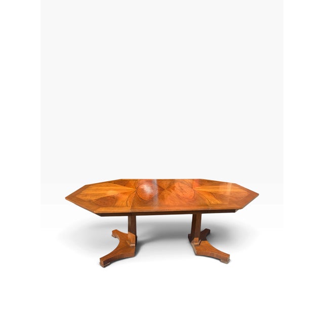 Vintage Baker Furniture Walnut Octagonal Extension Dining Table With Two Leaves For Sale In Boston - Image 6 of 12