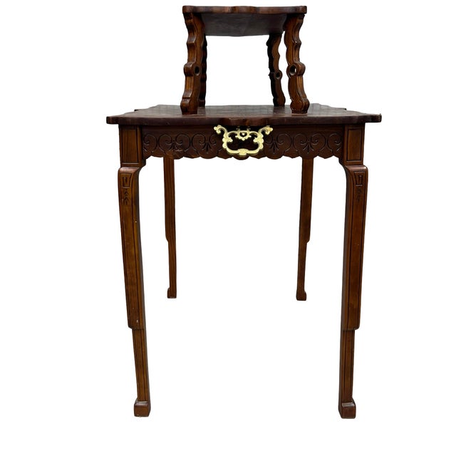 French Art Nouveau Two-Tier Walnut Tea Table With Hand-Carved Floral Decoration, Circa 1890 For Sale - Image 9 of 12