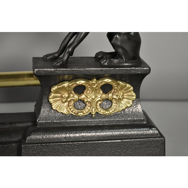 Antique French Fireplace Fender with Greyhounds in Bronze, 1800s For Sale - Image 9 of 17