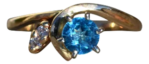 The Huntsville: Ladies Vintage Topaz and Diamond Ring in 14K Yellow Gold