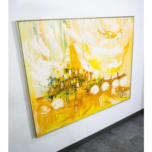 Fantastic abstract expressionist painting in Whites, yellows and oranges/ Medium: Oil Painting on Canvas Signed Lee...