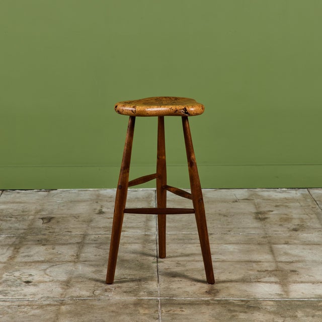 Michael Elkan Michael Elkan Studio Craft Live Edge Stool For Sale - Image 4 of 12