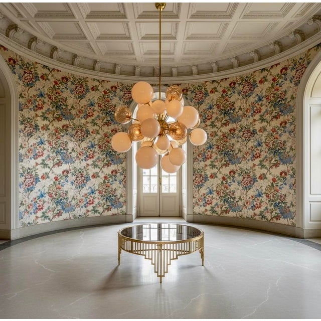 Exciting pastel pink color for this Murano chandelier, several shades together for this beautiful color. Note the...