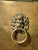 Early 20th Century Large Turn-of-the-Century Brass Jardinière Cachepot With Lion Ring Handles and Repoussé Rose Banding For Sale In Raleigh - Image 6 of 8